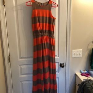 Orange and brown maxi dress